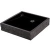 Novatto Square Black Granite Vessel Sink with Chiseled Exterior and Matte Black Drain NOSV-ANSQMB